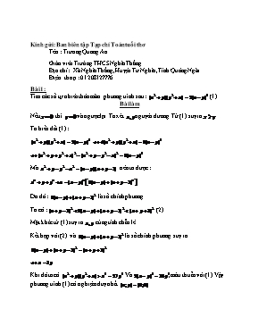 Toán tuổi thơ - Trường THCS Nghĩa Thắng